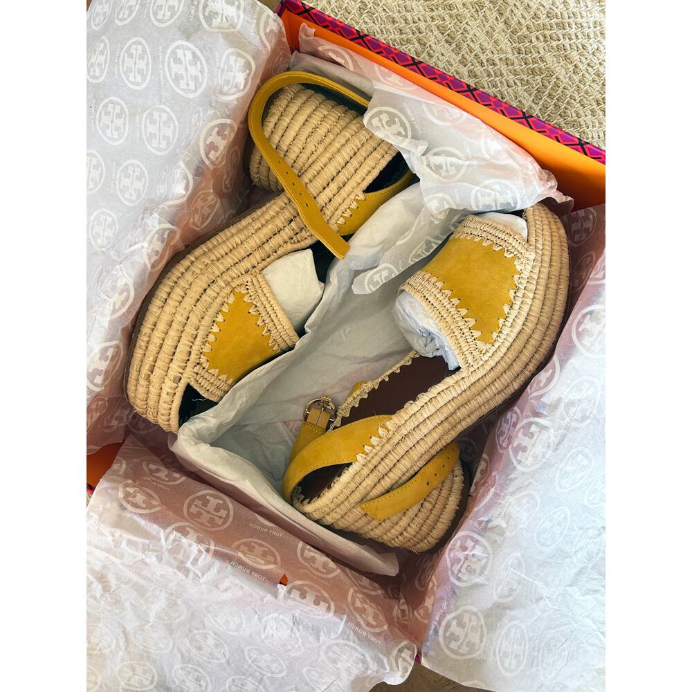 Tory Burch Arianne Platform Sandal in Yellow Size 8 - Worn Once - MSRP $328 - Picture 8 of 13